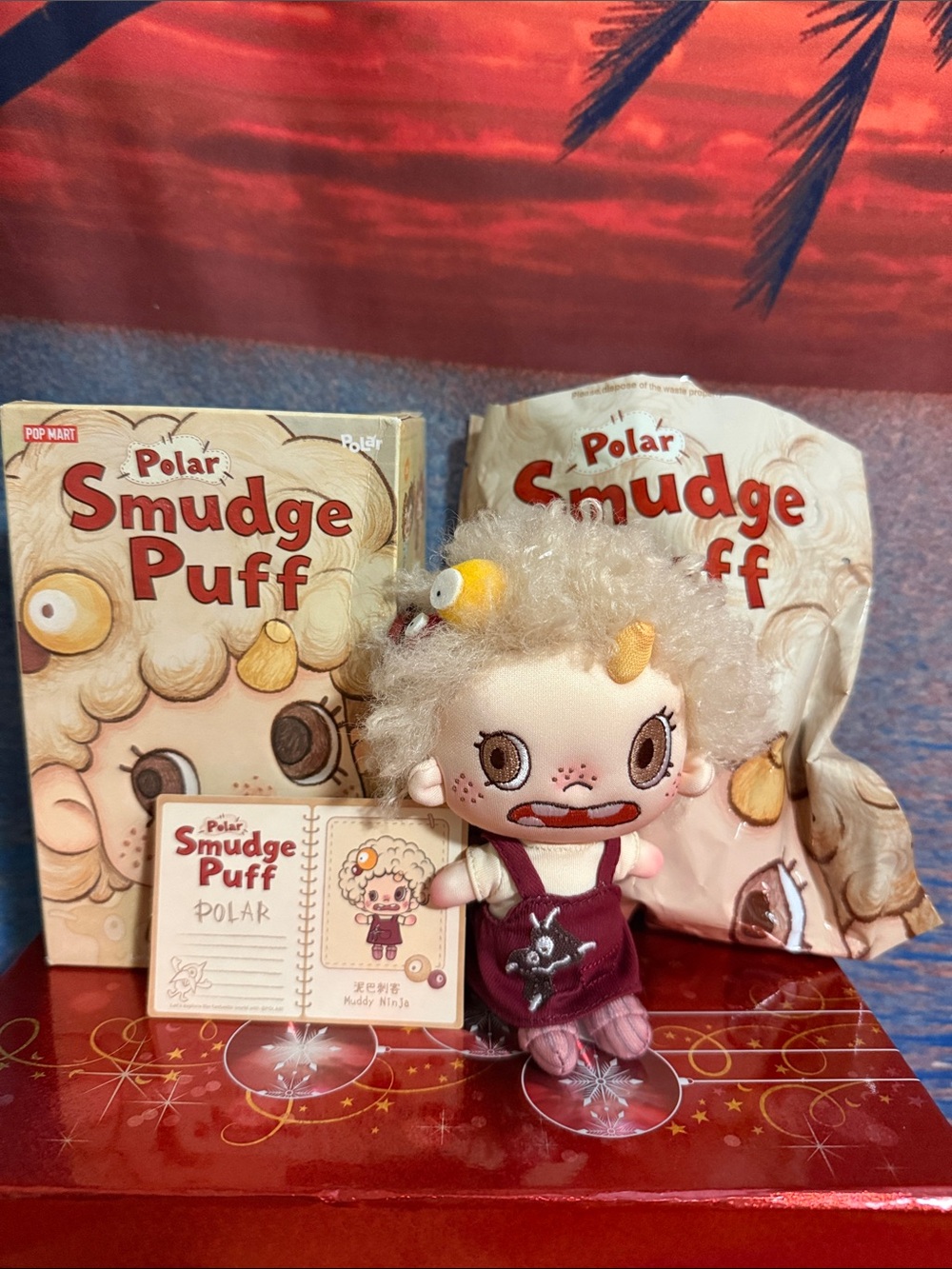 Polar Smudge Puff Plush Doll in Cream Hair and Burgundy Outfit